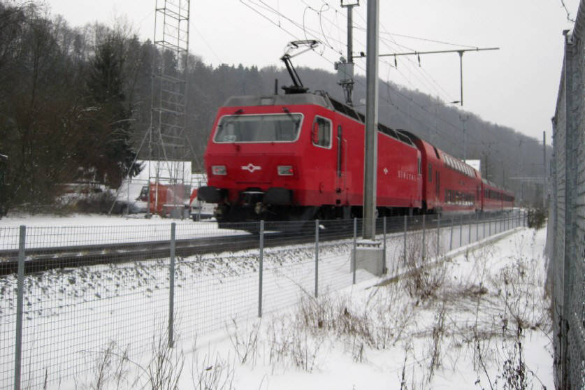 SZU Sihltalbahn in Zrich-Leimbach im Februar 2010 im Schnee