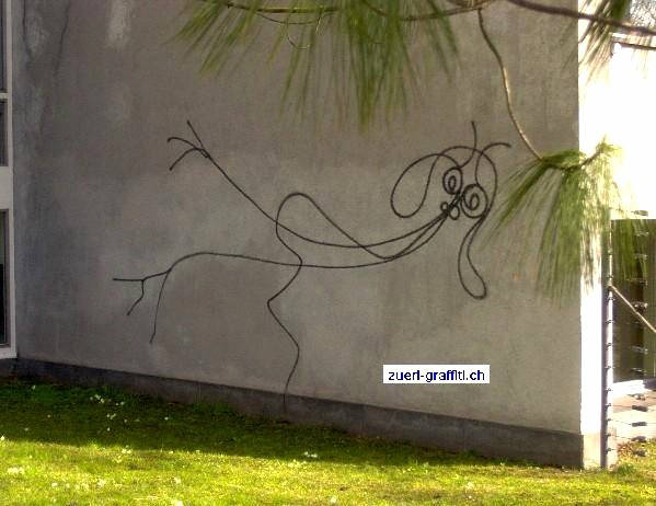 HARALD NAEGELI 'UNDINE' GRAFFITI, das bekannteste Graffiti von Harald Ngeli, dem Sprayer von Zrich. Ngeli sprayte dieses Kunstwerk 1978 an die Wand des heutigen Deutschen Seminars der UNI Zrich an der Schnberggasse in Zrich. Undine ist ein Wassergeist, eine Wassernixe.