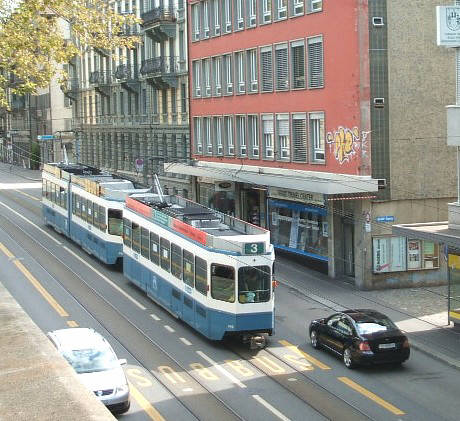 3er tram VBZ Zri-Linie auf dem Weg vom Central zum Neumarkt. vbz tram nummer 3 tramlinie 3 seilergraben zrich. streetcars in zurich switzerland.