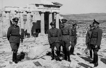 Nazi-Generle vor der Akropolis in Athen Griechenland 1941. Nazi-Deutschland hat in Griechenland unfassbares Verbrechen gegangen und Griechenland und das griechische Volks ausgeplndert. Bis heute hat sich Deutschland um Entschdigungszahlen gedrckt. Die deutsche Schande wird immer grsser. Es ist eine historische kollektive Schuld Deutschlands. Die Machthaber in Deutschland werden in der kommenden Revolution weggefegt. Die gleichen Leute, die die Hitler und die Nazis an die Macht gebracht haben, halten heute Merkel an der Macht: die Banken, Rstungsindustrie und andere Konzerne. Nazi Generals at the Acropolis in Athens 1941. The Germans committed unspeakable atrocities in Greece during World War 2. They also robbed Greece and its people - and they never paid for it. But they will pay. Germany's historical debt to Greece and the Greek people is a quarter trillion dollars/euros and rising. And after they pay that we'll talk about German debts to many other countries which have never been paid because the US wanted to re-arm Germany to become an ally in a war against Russia for US world domination. It is time for Greece to stop repaying any credit debts and to form an alliance and friendship with Russia, Turkey and Iran instead of letting itself be used as a pawn in the US geopolitical chess game and the German-French game of 'we are the EU' and you are the dumb slaves