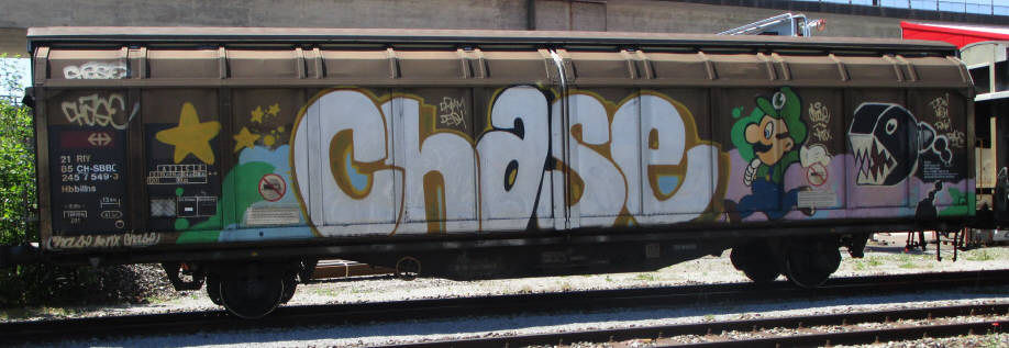 super mario graffiti freight train SBB-gterwagen zrich by CHASE