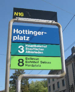 Hottingerplatz Tramhaltestelle VBZ Zri-Linie Tramlinie 3, Tramlinie 8, N16