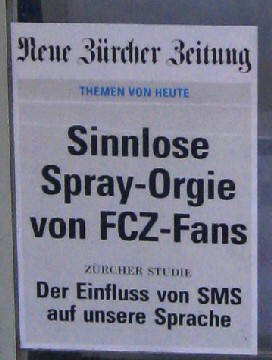 Sinnlose Spray-Orgie von FCZ-Fans. Neue Zrcher Zeitung. 13. Dezember 2010